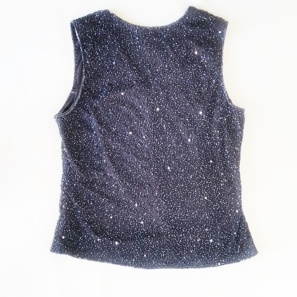 **SOLD********Black Glass Beaded Sleeveless Top - Picture 6 of 8